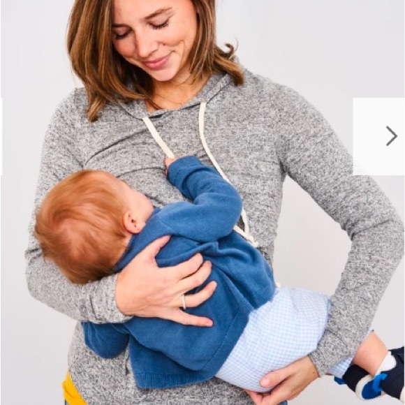 NWT Latched Mama Everyday Nursing Hoodie - Heathered Charcoal - Picture 2 of 7